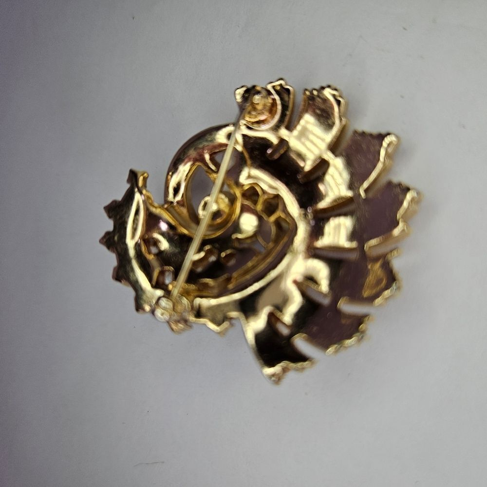 Vintage Signed Crown Trifari 1950s Alfred Philippe Faux Pearl Rhinestone Brooch - Picture 3 of 13